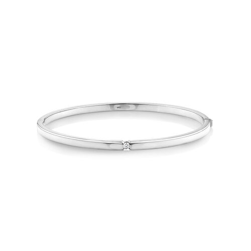 Diamond Accent Oval Bangle in 10kt White Gold