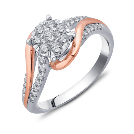 Cluster Ring with 1/2 Carat TW of Diamonds in 10ct Yellow & White Gold Cluster Ring with 1/2 Carat TW of Diamonds in 10ct Yellow & White Gold