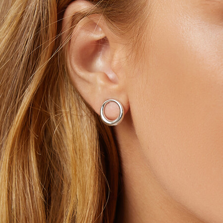 Sculpture Circle Stud Earrings In Sterling Silver Sculpture Circle Stud Earrings In Sterling Silver