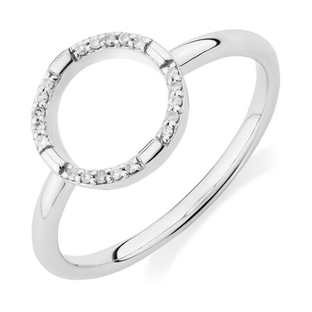 Open Circle Ring with Diamonds in Sterling Silver