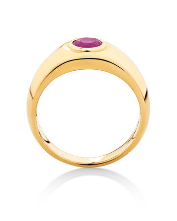 Men's Solitaire Ring with Ruby in 10kt Gold Men's Solitaire Ring with Ruby in 10kt Gold