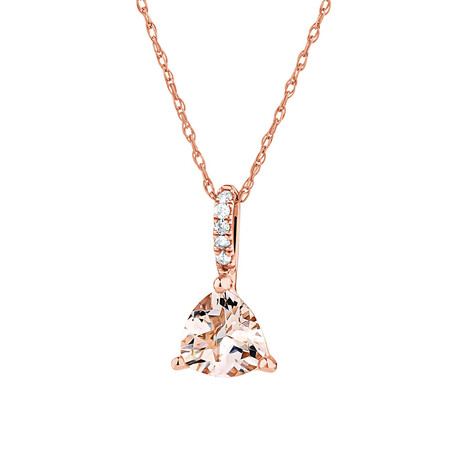 Pendant with Morganite & Diamonds in 10ct Rose Gold Pendant with Morganite & Diamonds in 10ct Rose Gold