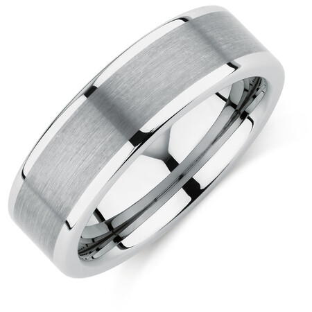 Men's Ring in Grey Sapphire Tungsten Men's Ring in Grey Sapphire Tungsten