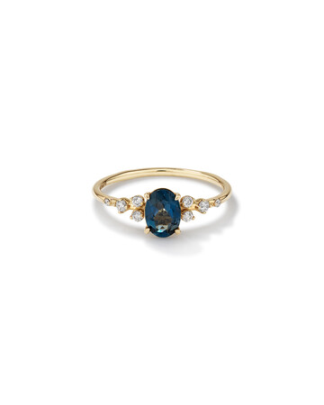 Ring with Blue Topaz and 0.12 Carat TW of Diamonds in 10kt Yellow Gold Ring with Blue Topaz and 0.12 Carat TW of Diamonds in 10kt Yellow Gold