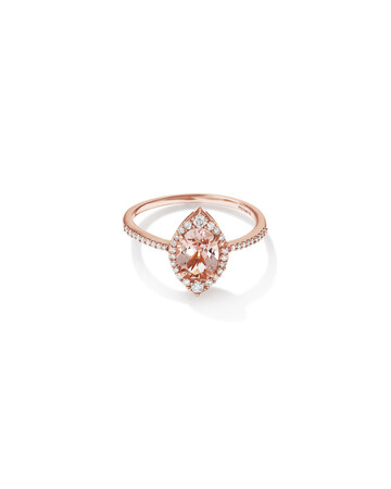 Halo Ring with Morganite & 0.20 Carat TW of Diamonds in 10ct Rose Gold Halo Ring with Morganite & 0.20 Carat TW of Diamonds in 10ct Rose Gold