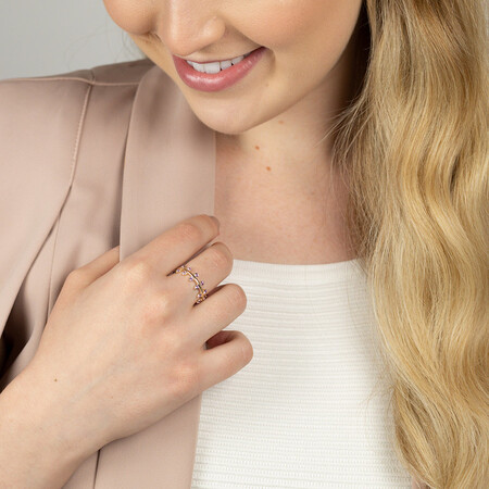 Double Zipper Ring With Natural Amethyst in 10kt Yellow Gold Double Zipper Ring With Natural Amethyst in 10kt Yellow Gold