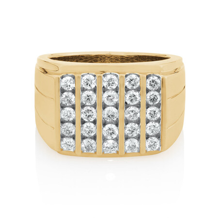 Men's Ring with 1.45 Carat TW of Diamonds in 10ct Yellow Gold Men's Ring with 1.45 Carat TW of Diamonds in 10ct Yellow Gold