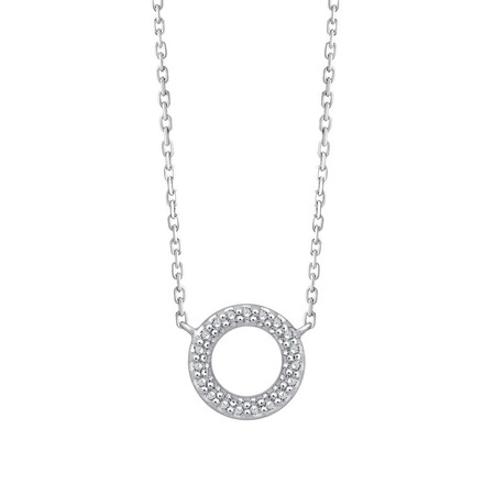 Circle Necklace With Diamonds In Sterling Silver Circle Necklace With Diamonds In Sterling Silver