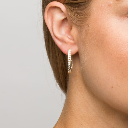 Hoop Earrings with 1 Carat TW of Diamonds in 10ct Yellow Gold Hoop Earrings with 1 Carat TW of Diamonds in 10ct Yellow Gold