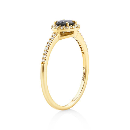 Halo Ring with Sapphire & 0.15 Carat TW of Diamonds in 10kt Yellow Gold Halo Ring with Sapphire & 0.15 Carat TW of Diamonds in 10kt Yellow Gold