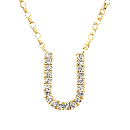 "U" Initial Necklace with 0.10 Carat TW of Diamonds in 10kt Yellow Gold