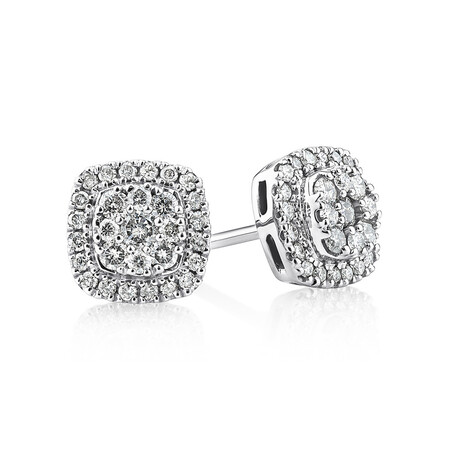 Cluster Stud Earrings with 0.50 Carat TW of Diamonds in 10kt White Gold Cluster Stud Earrings with 0.50 Carat TW of Diamonds in 10kt White Gold