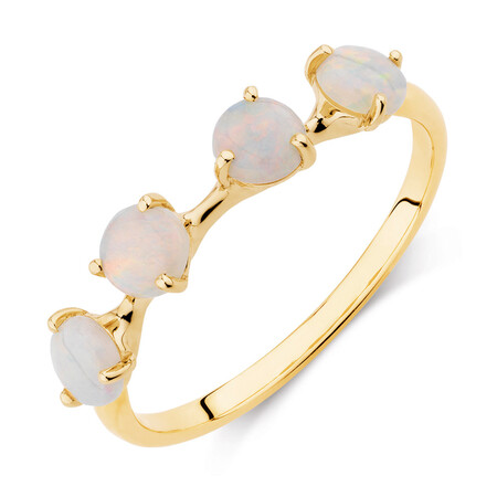 Ring with Natural White Opals in 10ct Yellow Gold Ring with Natural White Opals in 10ct Yellow Gold
