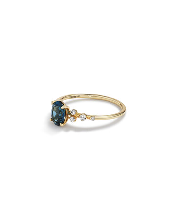 Ring with Blue Topaz and 0.12 Carat TW of Diamonds in 10kt Yellow Gold Ring with Blue Topaz and 0.12 Carat TW of Diamonds in 10kt Yellow Gold