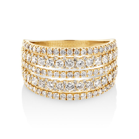 Multi Row Ring with 1.50 Carat TW Diamond in 14ct Yellow Gold Multi Row Ring with 1.50 Carat TW Diamond in 14ct Yellow Gold