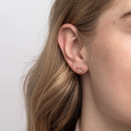 Heart Stud Earrings With Diamonds In 10ct Rose Gold Heart Stud Earrings With Diamonds In 10ct Rose Gold
