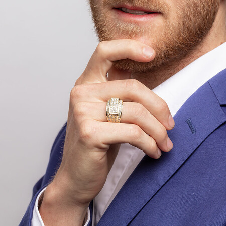 Men's Ring with 1.95 Carat TW of Diamonds in 10kt Yellow Gold Men's Ring with 1.95 Carat TW of Diamonds in 10kt Yellow Gold
