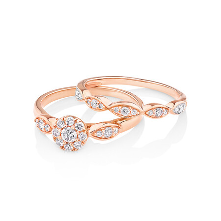 Bridal Set With 0.40 Carat TW of Diamonds In 10kt Rose Gold