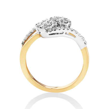 Double Cluster Engagement Ring with 0.50 Carat TW of Diamonds in 10ct Yellow Gold Double Cluster Engagement Ring with 0.50 Carat TW of Diamonds in 10ct Yellow Gold