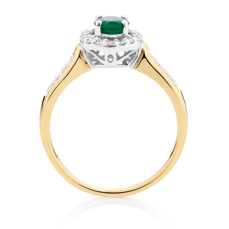 Ring with Emerald & 1/4 Carat TW of Diamonds in 10ct Yellow & White Gold Ring with Emerald & 1/4 Carat TW of Diamonds in 10ct Yellow & White Gold