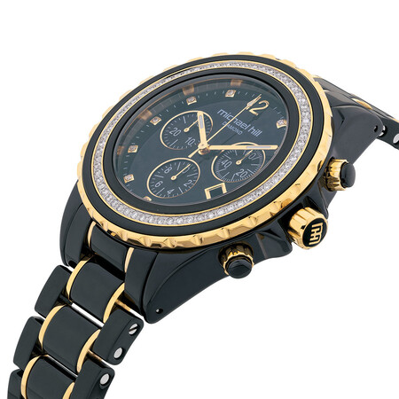Unisex Chronograph Watch with 1/2 Carat TW of Diamonds in Black Ceramic & Gold Tone Stainless Steel Unisex Chronograph Watch with 1/2 Carat TW of Diamonds in Black Ceramic & Gold Tone Stainless Steel