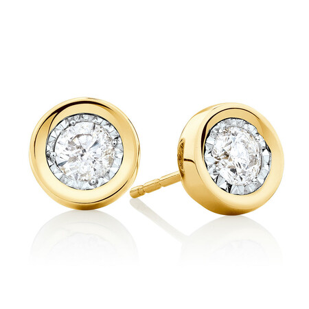 Stud Earrings with 1/2 Carat TW of Diamonds in 10ct Yellow Gold Stud Earrings with 1/2 Carat TW of Diamonds in 10ct Yellow Gold