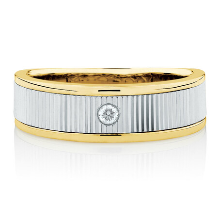 Men's Ring with Diamonds in 10ct Yellow & White Gold Men's Ring with Diamonds in 10ct Yellow & White Gold