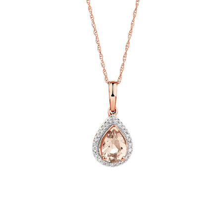 Pendant with Morganite & Diamonds in 10ct Rose Gold Pendant with Morganite & Diamonds in 10ct Rose Gold