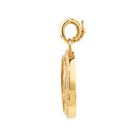 Full Sovereign Pendant with 0.30 Carat TW of Diamonds in 10kt & 22kt Yellow Gold Full Sovereign Pendant with 0.30 Carat TW of Diamonds in 10kt & 22kt Yellow Gold