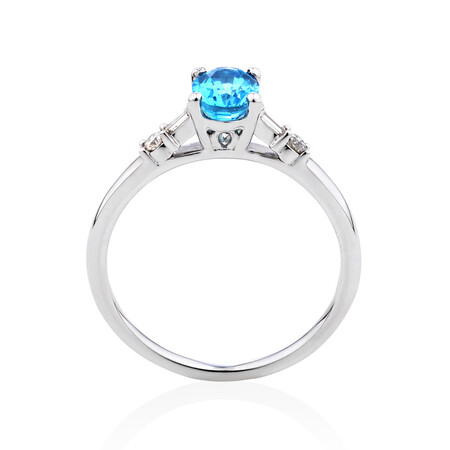 Ring with Blue Topaz & 0.10 Carat TW of Diamonds in 10ct White Gold Ring with Blue Topaz & 0.10 Carat TW of Diamonds in 10ct White Gold