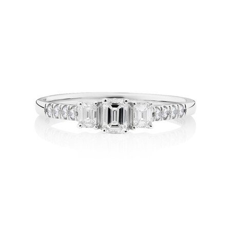 Evermore Three Stone Engagement Ring with 0.50 Carat TW of Diamonds in White Gold Evermore Three Stone Engagement Ring with 0.50 Carat TW of Diamonds in White Gold