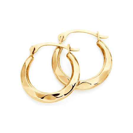 14mm Patterned Hoop Earrings In 10ct Yellow Gold 14mm Patterned Hoop Earrings In 10ct Yellow Gold