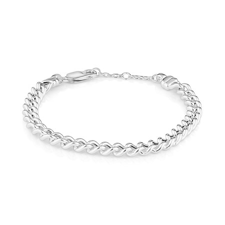 21cm (8.5") 6.5mm-7mm Width Curb Bracelet in Sterling Silver 21cm (8.5") 6.5mm-7mm Width Curb Bracelet in Sterling Silver