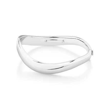 Sculpture Diamond Set Hinge Bangle in Sterling Silver Sculpture Diamond Set Hinge Bangle in Sterling Silver