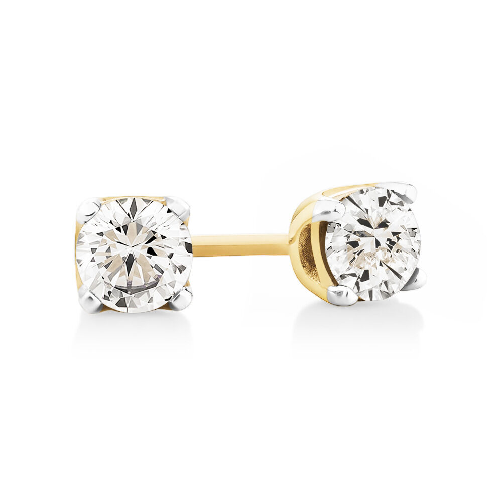 Stud Earrings with 0.30 Carat TW of Diamonds in 10ct Yellow Gold