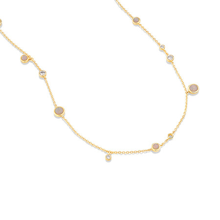 Necklace with Opal & 0.15 Carat TW of Diamonds in 10kt Yellow Gold Necklace with Opal & 0.15 Carat TW of Diamonds in 10kt Yellow Gold