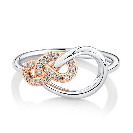 Knots Ring with 0.11 Carat TW of Diamonds in Sterling Silver & 10ct Rose Gold Knots Ring with 0.11 Carat TW of Diamonds in Sterling Silver & 10ct Rose Gold