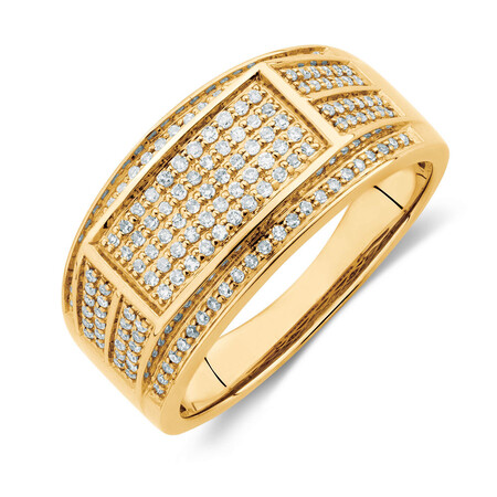 Men's Ring with 0.45 Carat TW of Diamonds in 10ct Yellow Gold Men's Ring with 0.45 Carat TW of Diamonds in 10ct Yellow Gold