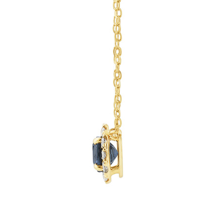 Halo Pendant with Sapphire & 0.14 Carat TW of Diamonds in 10kt Yellow Gold Halo Pendant with Sapphire & 0.14 Carat TW of Diamonds in 10kt Yellow Gold