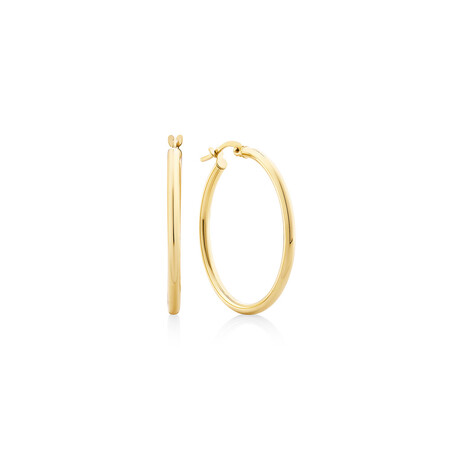 29mm Round Hoop Earrings in 10ct Yellow Gold 29mm Round Hoop Earrings in 10ct Yellow Gold