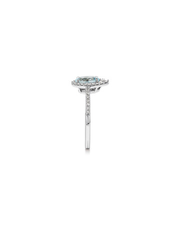 Halo Ring with Aquamarine & 0.29 Carat TW of Diamonds in 10kt White Gold Halo Ring with Aquamarine & 0.29 Carat TW of Diamonds in 10kt White Gold