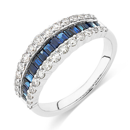 Ring with Sapphire & 0.59 Carat TW of Diamonds in 10kt White Gold