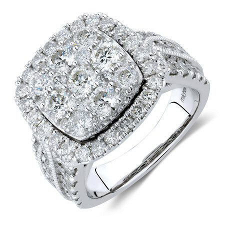 Cluster Halo Ring with 3 Carat TW of Diamonds in 10ct White Gold Cluster Halo Ring with 3 Carat TW of Diamonds in 10ct White Gold