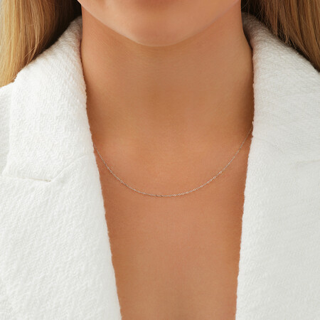 45cm (17") Solid Cable Chain In 10kt White Gold 45cm (17") Solid Cable Chain In 10kt White Gold