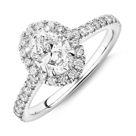Oval Halo Ring with 1.38 Carat TW of Diamonds in 14kt White Gold Oval Halo Ring with 1.38 Carat TW of Diamonds in 14kt White Gold