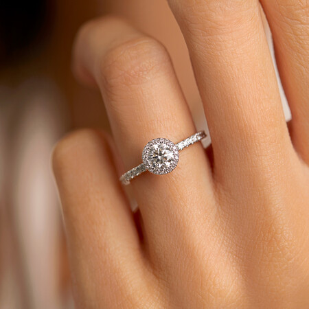 Sir Michael Hill Designer Halo Engagement Ring with 1.0 Carat TW of Diamonds in 18kt White Gold Sir Michael Hill Designer Halo Engagement Ring with 1.0 Carat TW of Diamonds in 18kt White Gold