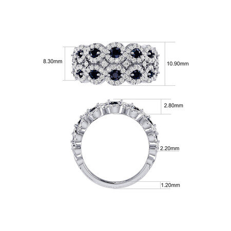 2 Row Ring with Sapphire & 0.80 Carat TW of Diamonds in 14kt White Gold 2 Row Ring with Sapphire & 0.80 Carat TW of Diamonds in 14kt White Gold