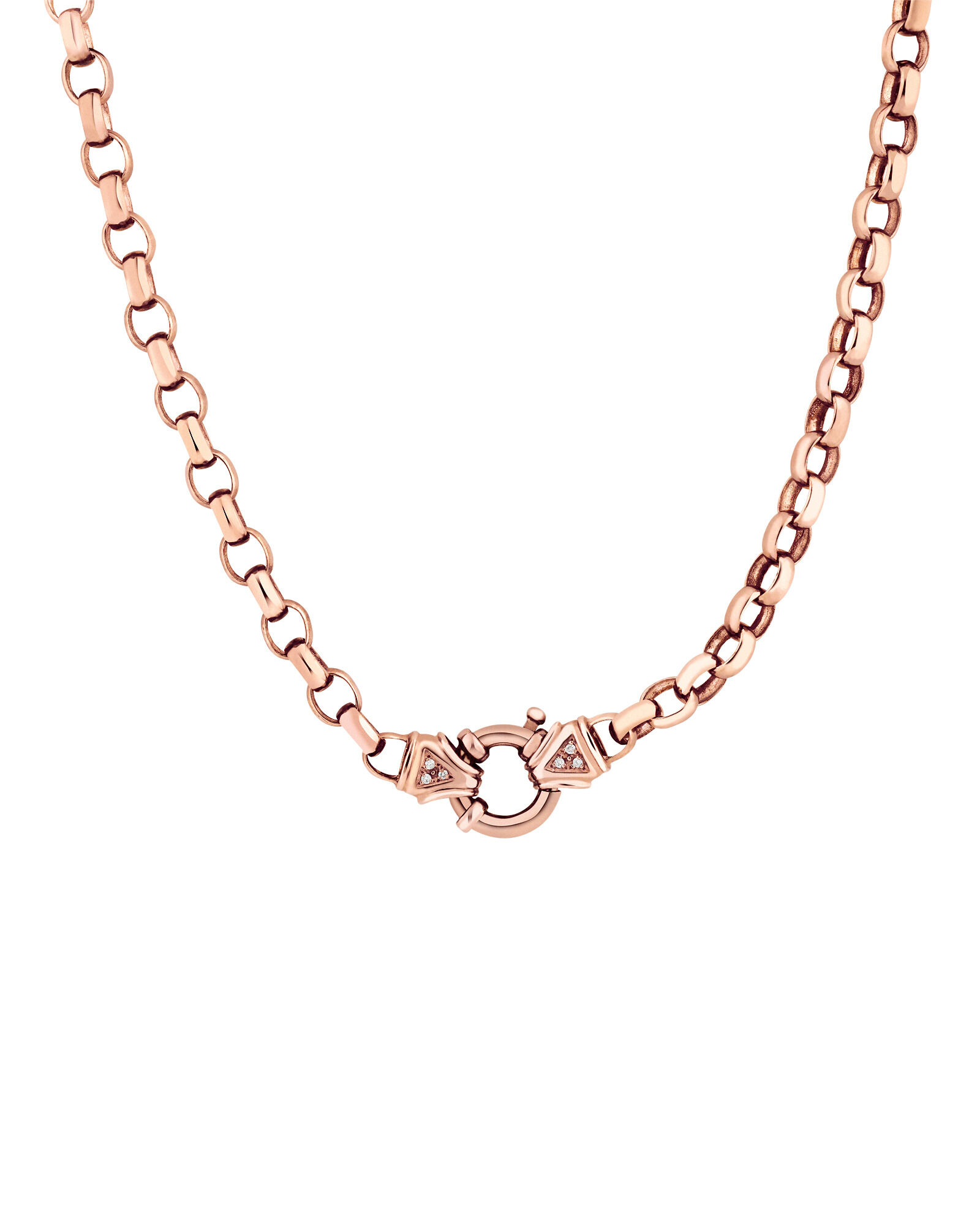 45cm 18 Diamond Set Solid Belcher Chain in 10kt Rose Gold