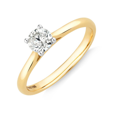 Evermore Certified Solitaire Engagement Ring with 0.50 Carat TW Diamond in 14ct Yellow & White Gold Evermore Certified Solitaire Engagement Ring with 0.50 Carat TW Diamond in 14ct Yellow & White Gold