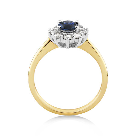 Ring with Sapphire & 1/2 Carat TW of Diamonds in 14kt Yellow & White Gold Ring with Sapphire & 1/2 Carat TW of Diamonds in 14kt Yellow & White Gold